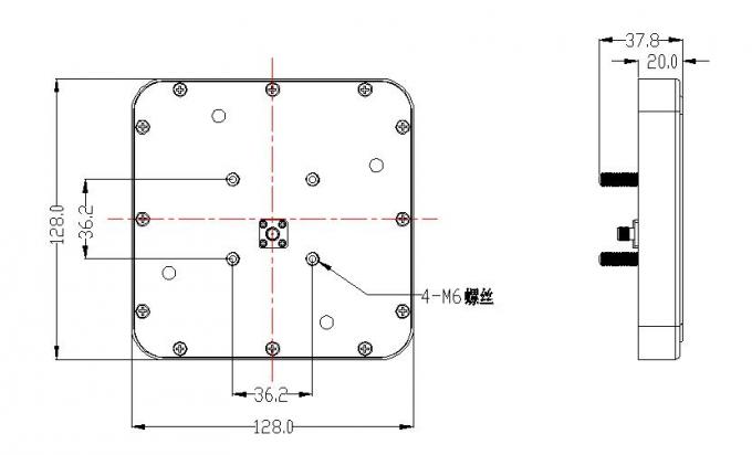 Diseño impermeable doble del pequeño RFID del aumento 6dBic tamaño de la antena 128*128*20M M de la frecuencia ultraelevada